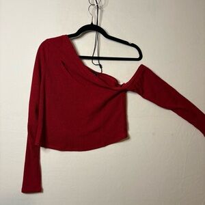 Soncy One-Shoulder Cutout Ribbed Knit Top size 00